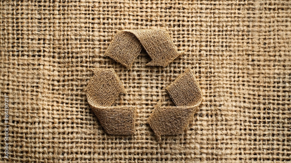 Poster a biodegradable packaging material with a visible recycle symbol, emphasizing the eco-friendly natur
