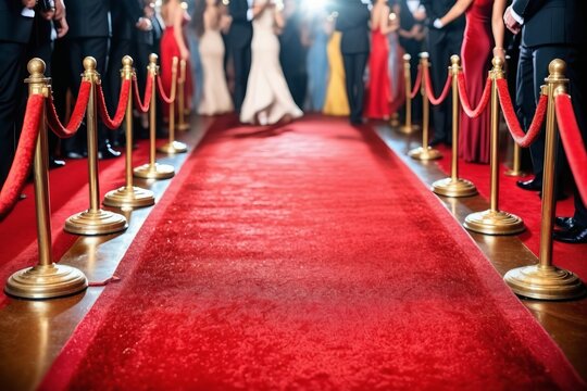Beautiful of red carpet podium on New Year's Eve, reflecting in the celebrate events - Powered by Adobe