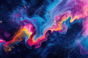 Obraz premium A colorful painting of a galaxy with a blue and purple swirl