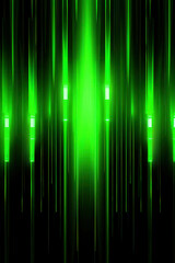 Emerald Data Stream: A vibrant symphony of glowing green lines races through a dark digital void, evoking the flow of information and the pulse of technology.