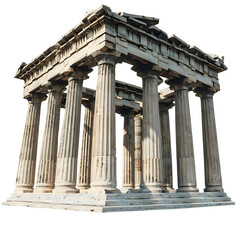Fototapeta premium Ancient Greek temple pillar Isolated on a white transparent background