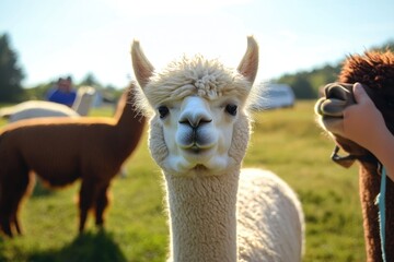 Obraz premium Cute Fluffy Alpaca Looking At Camera