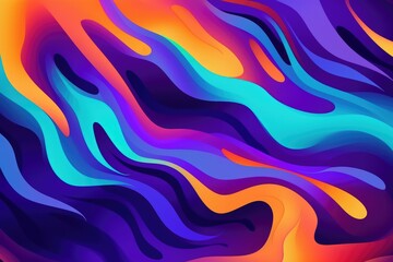 Fluid abstract texture in vibrant shades of blue, purple, orange, and yellow, creating a dynamic and modern effect with wavy shapes and intense contrasts.
