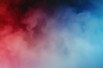 Naklejka premium Red and blue smoke clouds blending together on a dark background, creating a dramatic and vibrant effect.