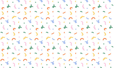 Simple  Seamless Memphis Pattern, Confetti, Colorful Minimalistic Retro Background, Simple Flat Artwork, Vector