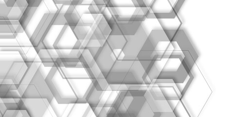 Abstract background with hexagon, modern abstract vector polygonal pattern.  Luxury white, gray pattern with hexagons. Abstract minimal geometric white, gray light background design. 