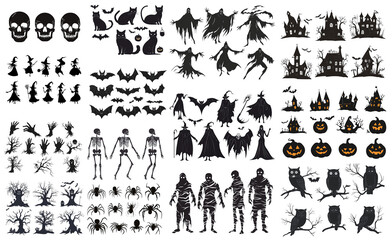 Set of Halloween, the silhouette with transparent background