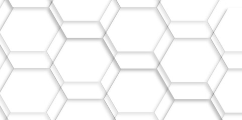 Abstract white background with hexagons. Abstract hexagon polygonal pattern background vector. Futuristic honeycomb mosaic white background. Vector Illustration.  3d seamless bright white web cell.