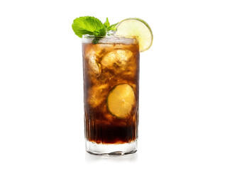 Cuba Libre A tall highball glass is filled with a classic mix of rum col