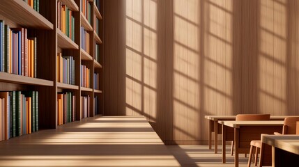 Fototapeta premium Quiet Study in a sunny corner of a modern library