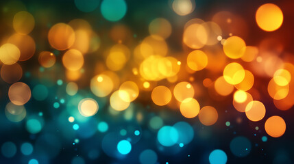 Obraz premium Orange and Blue Gradient Bokeh Circles with Defocused Glow