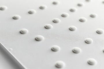 White dots, texture abstract background. Some braille text close up