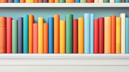 Obraz premium Bookshelves in a School Library filled with brightly colored books