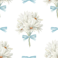 Materiał do szycia Watercolor floral seamless pattern. Hand drawn  illustration on white background. Art background