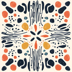 Fototapeta premium carpet or tile pattern 2D illustrator doodle wallpaper