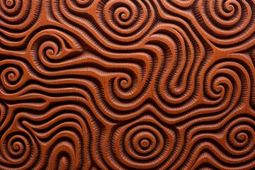 Fototapeta premium Abstract texture of carved wood with concentric circular patterns in shades of brown, creating an organic and elegant background