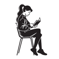 Elegant Young Woman Reading Book Vector Stock Vector
