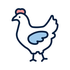 A hen, symbolizing farm animals in a garden setting