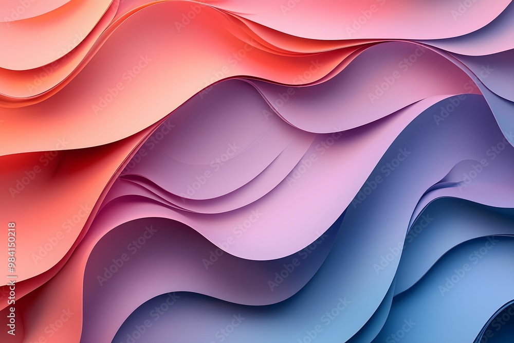 Poster colorful abstract waves undulating smoothly in a gradient background