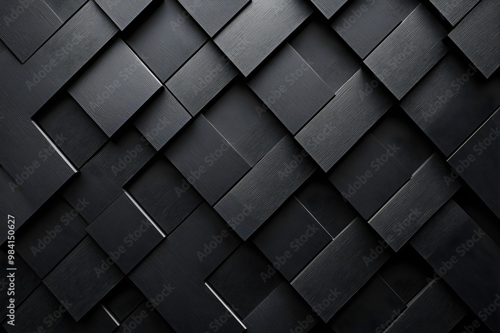 Poster abstract black textured surface with interwoven square patterns