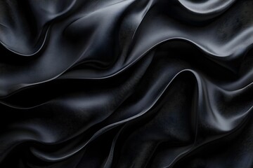 Obraz premium Elegant black fabric draped gracefully in soft, flowing waves