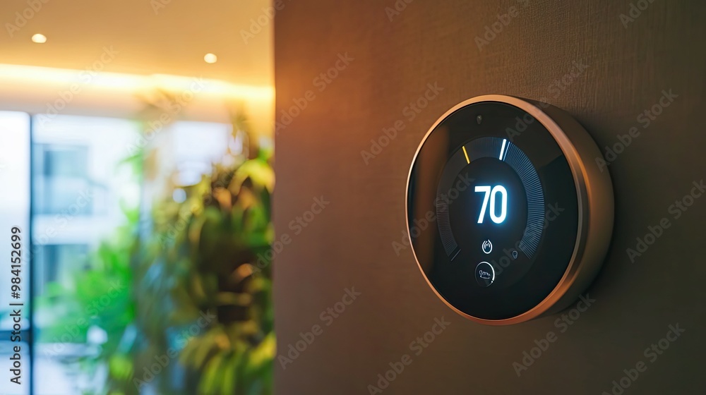 Aufkleber a close-up view of a smart thermostat displaying a temperature of 70 degrees