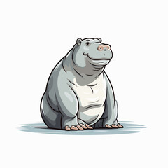 Hippopotamus hand-drawn kids comic illustration. Cute vector doodle style cartoon illustration