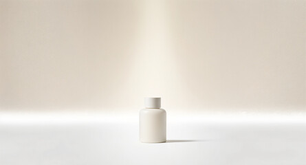 Jar,Bottle and empty white plastic tubes for cosmetics on a beige background Packaging for cream
