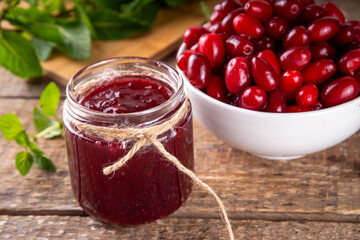 Cornelian cherry, dogwoods edible berry jam or marmalade