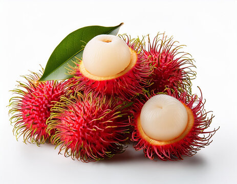 Rambutan isolated on white background. Nephelium lappaceum. 
