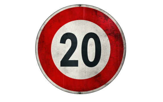 Image of a circular speed limit isolated on white or transparent background - Powered by Adobe