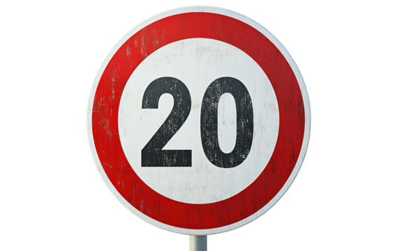 Image of a circular speed limit isolated on white or transparent background