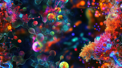 Fototapeta premium Abstract seamless background, repeating pattern, biology, biochemistry, science, cell, microbiology, enzyme