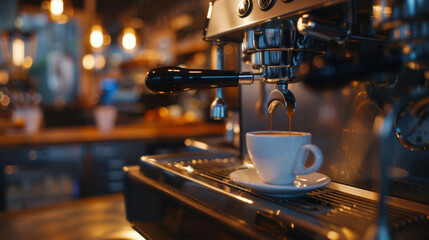 The Espresso Machine Brewing Coffee
