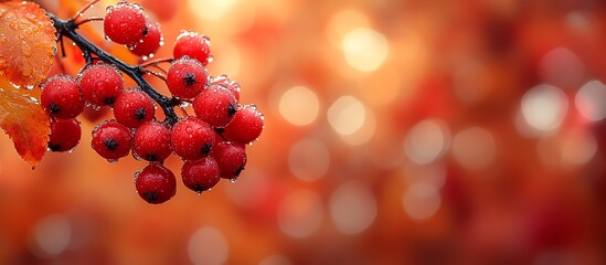 A close-up of bright red berries with a blurred, warm background, capturing the essence of autumn's beauty and vibrant colors.