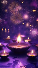 Banner design for diwali festival and podium,Diwali light decoration candle with fireworks,Stage,Product display Showcase design sparkle background,Deepavali,Dipavali,3D podium illustration.