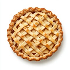 Traditional apple pie with lattice crust symbolizing Thanksgiving Day isolated on white background 