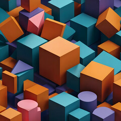 Obraz premium Abstract 3d rendering of geometric shapes Composition with squares Cube for poster cover branding banner placard