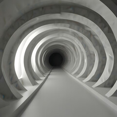 Obraz premium Abstract white twisted tunnel perspective 3d render