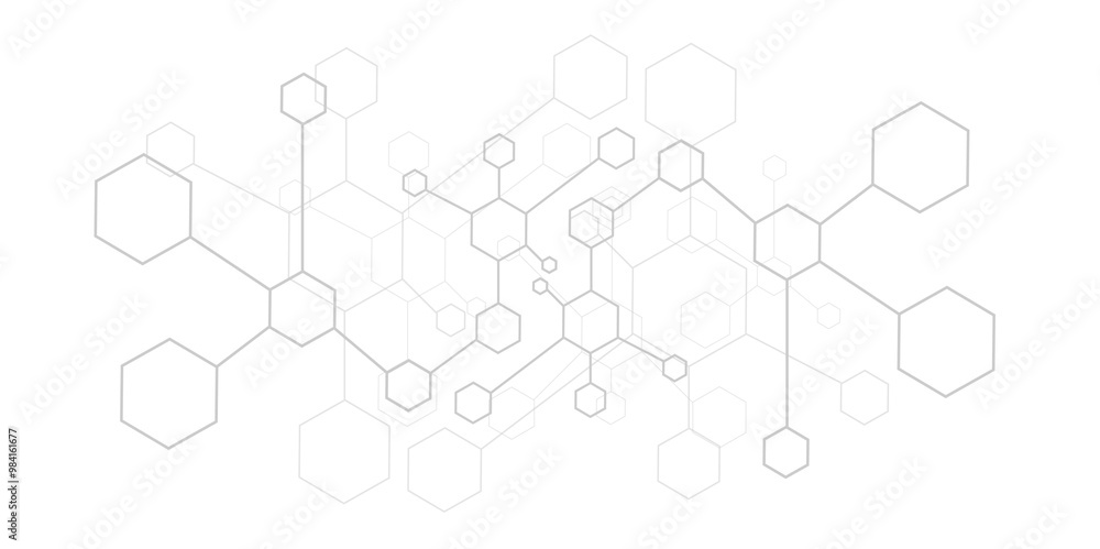 Poster Vectors Geometric abstract background with simple Hexagon elements. Vector illustration for medicine, technology or science design.