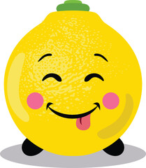 Funny lemon character mascot with tongue out