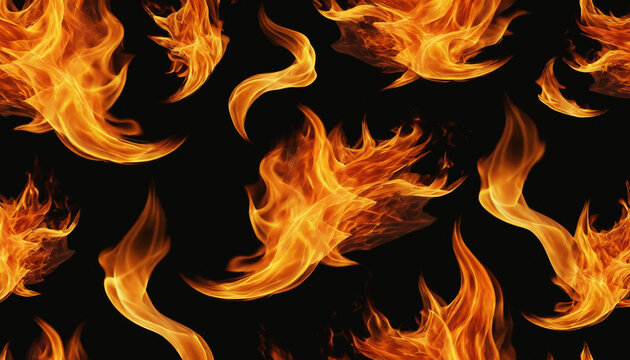 Fond feu camp flammes oranges vibrant dynamique fond noir.