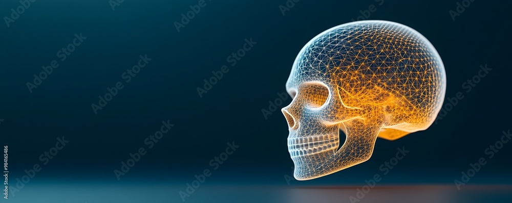 Aufkleber glowing 3d printed halloween skull - futuristic design with intricate patterns for unique spooky dec