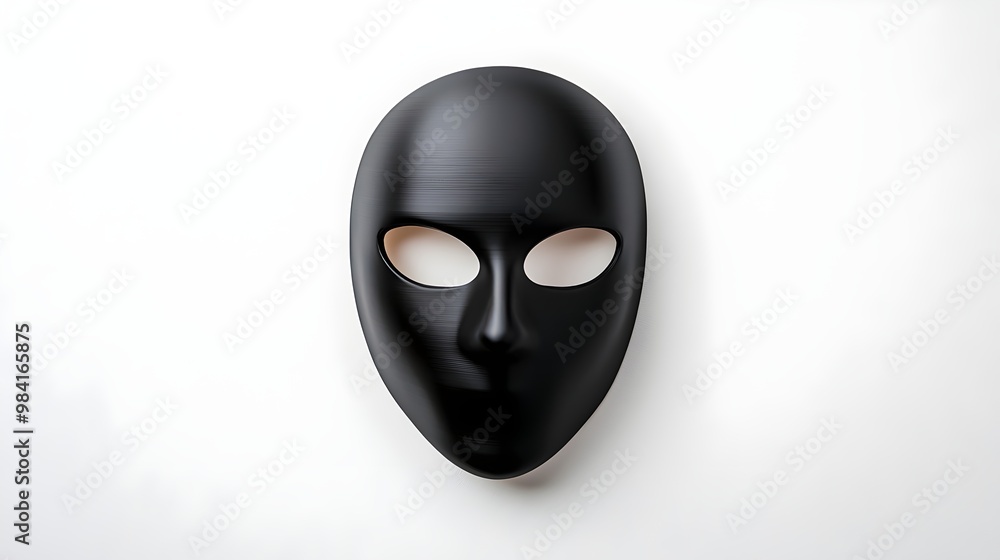 Poster futuristic 3d printed halloween mask - sleek prototype design with precise engineering and smooth fi