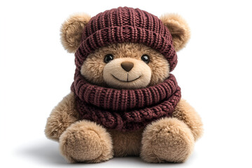 a stuffed bear wearing a hat and scarf


