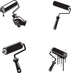 silhouette of clean vector Paint Roller  isolated on white background

