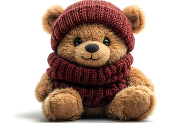 a stuffed bear wearing a hat and scarf


