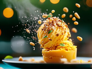 Sfouf turmeric cake ice cream with pine nuts from Beirut Lebanon