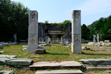 Fototapeta premium Old Summer Palace (Yuanmingyuan) reservoir ruins in Beijing, China