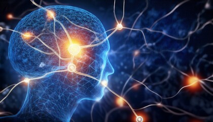 人間の脳内細胞のイラスト 発火 ニューロン 思考 衝撃 アイデア インスピレーション